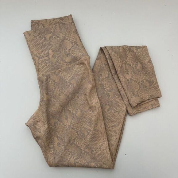 Electric Yoga Pants - Electric Yoga Legging XS Python Snake Print Neutral Beige High Rise Compressive
